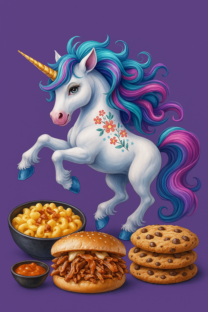 Unicorn with food items